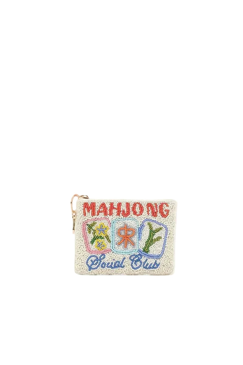 Mahjong Social Club Beaded Coin Pouch