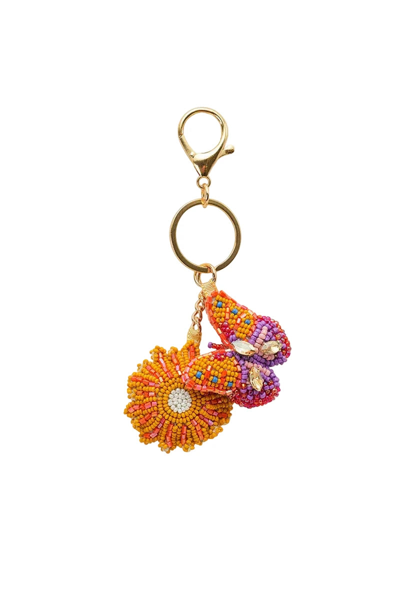 Butterfly Wings of Sunshine Beaded Charm Keychain