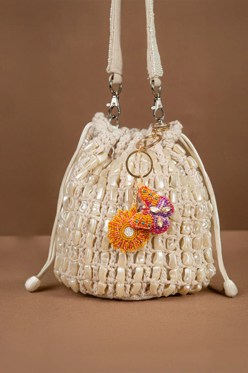 Butterfly Wings of Sunshine Beaded Charm Keychain