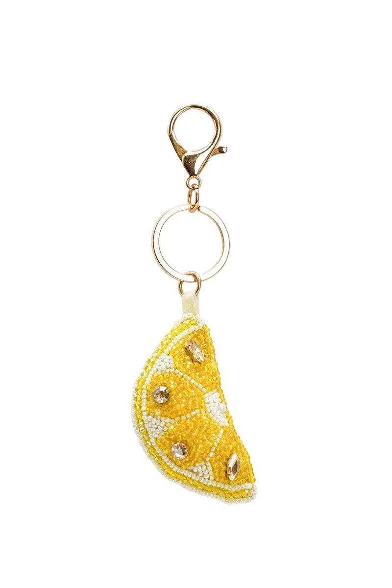 Lemon Beaded Charm Keychain