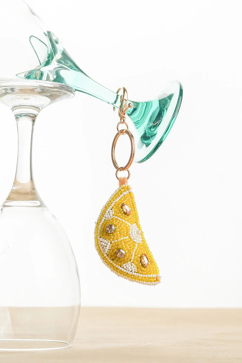 Lemon Beaded Charm Keychain