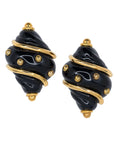 Black & Gold Shell Clip-on Earrings