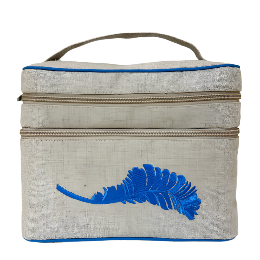 Feather Oval Double Zip Travel Case