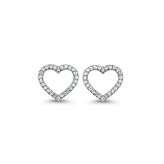 14K White Gold Heart Shaped Diamond Stud Earrings