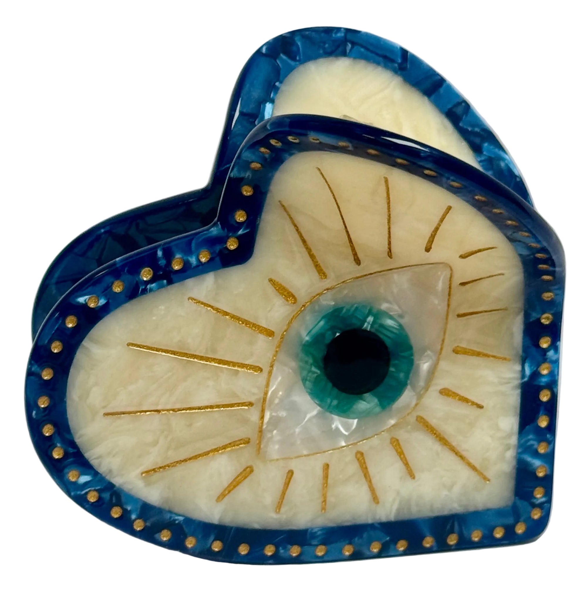 Hand-painted Lucky Eye Heart Hair Claw Clip