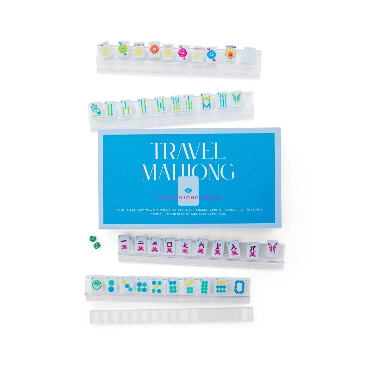 Ice Blue &amp; Brights Travel Mahjong Set