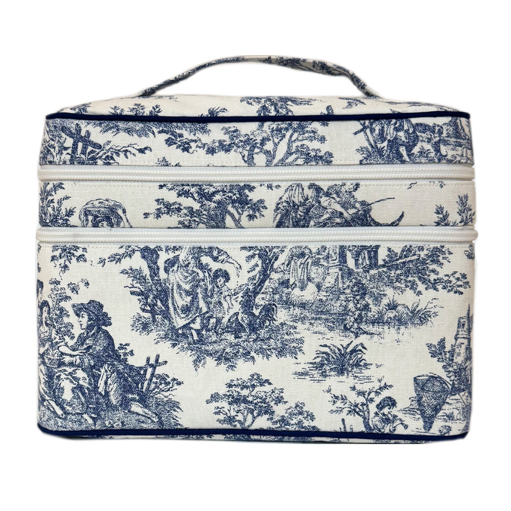 Toile Oval Double Zip Travel Case - Thumbnail 2