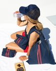 Set of Two - Organizational Pouches - Nautical Rope Stripes in Matte Navy and Red