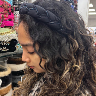 Braided Silk and Crystal Headband