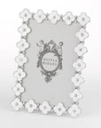Silver White Enamel Clover Frame