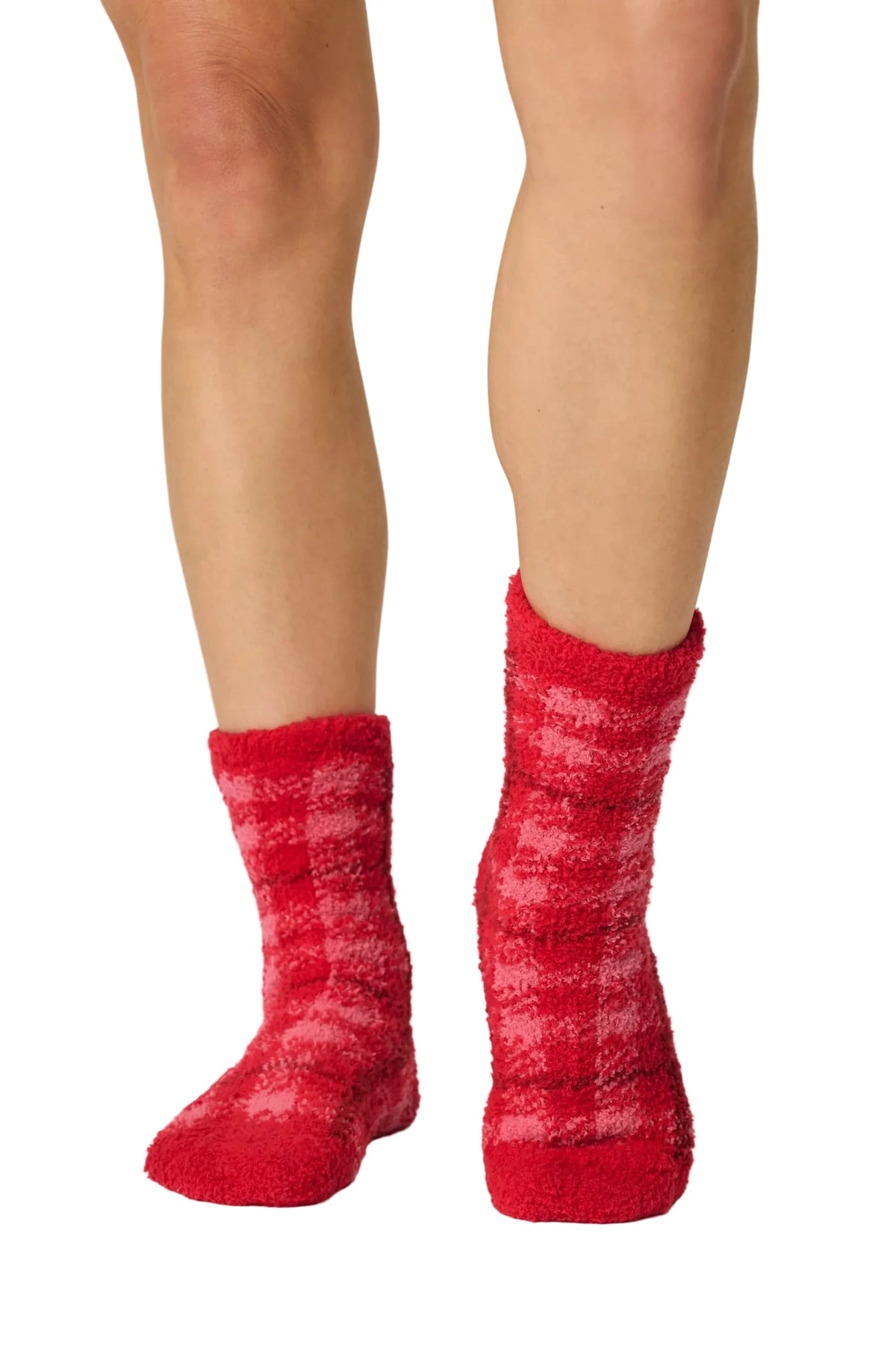 Red Plaid with Embroidered Bow Socks