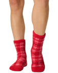 Red Plaid with Embroidered Bow Socks