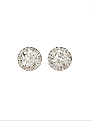 Round Cut CZ Stud Earrings with Pavé