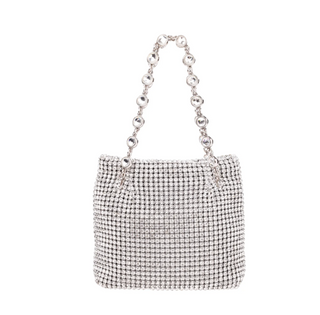 Crystal Mesh Mini Tote Silver