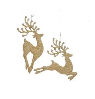 Champagne Gold Diamond Reindeer Acrylic Ornament