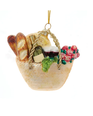 Noble Gems Glass Basket with Bread Ornament