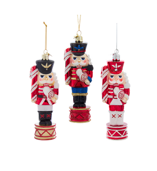 Noble Gems Glass Nutcracker on Drum Ornament