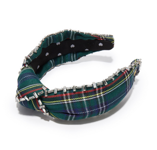 Holiday Plaid Crystal Stitch Knotted Headband