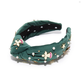 Forest Green Angel Bell Embellished Knotted Headband