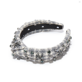 Charcoal Stitch Crystal Snowflake Slim Knotted Headband