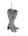 Silver Glitter Cowboy Boots Ornament