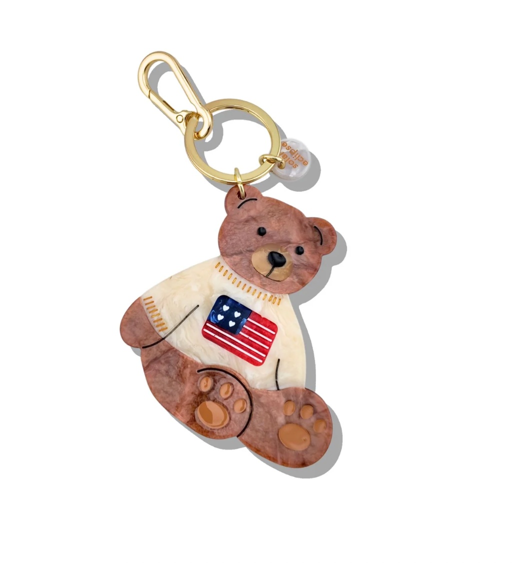Americana Teddy Bear Charm + Keychain