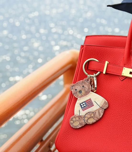Americana Teddy Bear Charm + Keychain