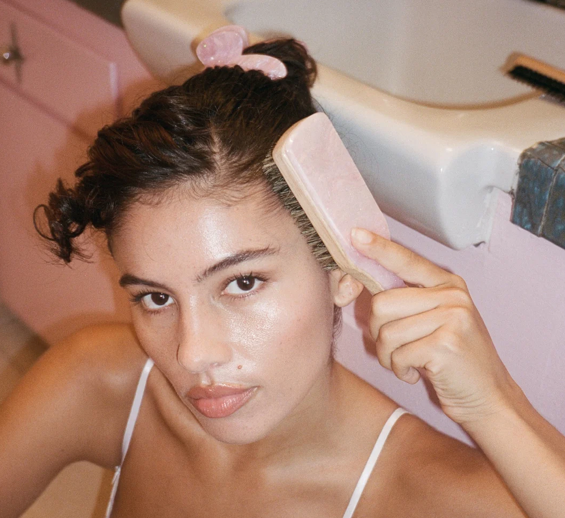 Mini Boar Bristle Brush in Pink Sugar
