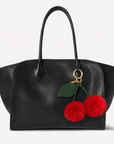 Genuine Mink Fur and Leather Cherry Keychain