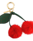 Genuine Mink Fur and Leather Cherry Keychain