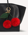 Genuine Mink Fur and Leather Cherry Keychain