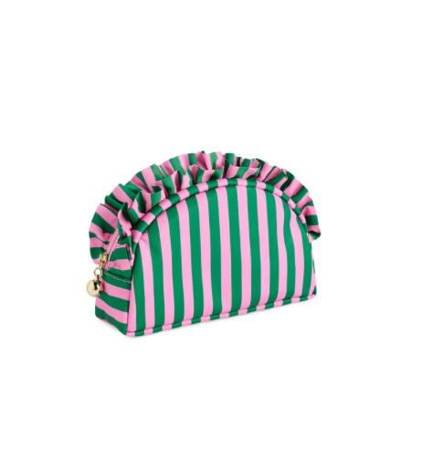 Stripe Ruffle Small Zip Pouch