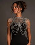 Western Fashion Rhinestones Cape with Draped Chains
