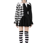 Western Fashion Lolita Harlequin Diamond Pattern Shirt