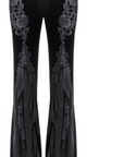 Western Fashion Gothic Aplique Velvet Flared Pants