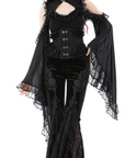 Western Fashion Gothic Aplique Velvet Flared Pants