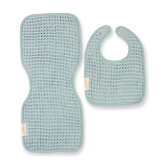 Reversible Bib + Burp Set Light Blue