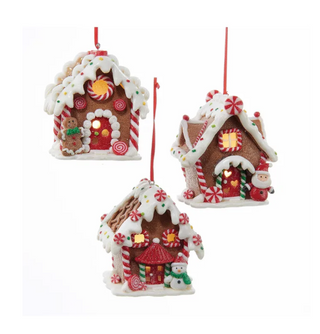 Battery Operated Lighted LED Gingerbread House Ornament