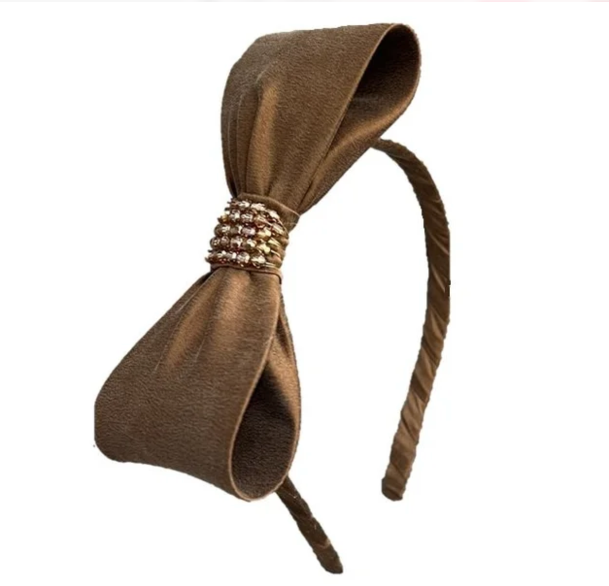 5 1/2" Silk Bow Headband with Crystals
