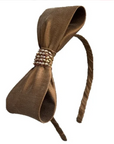 5 1/2" Silk Bow Headband with Crystals