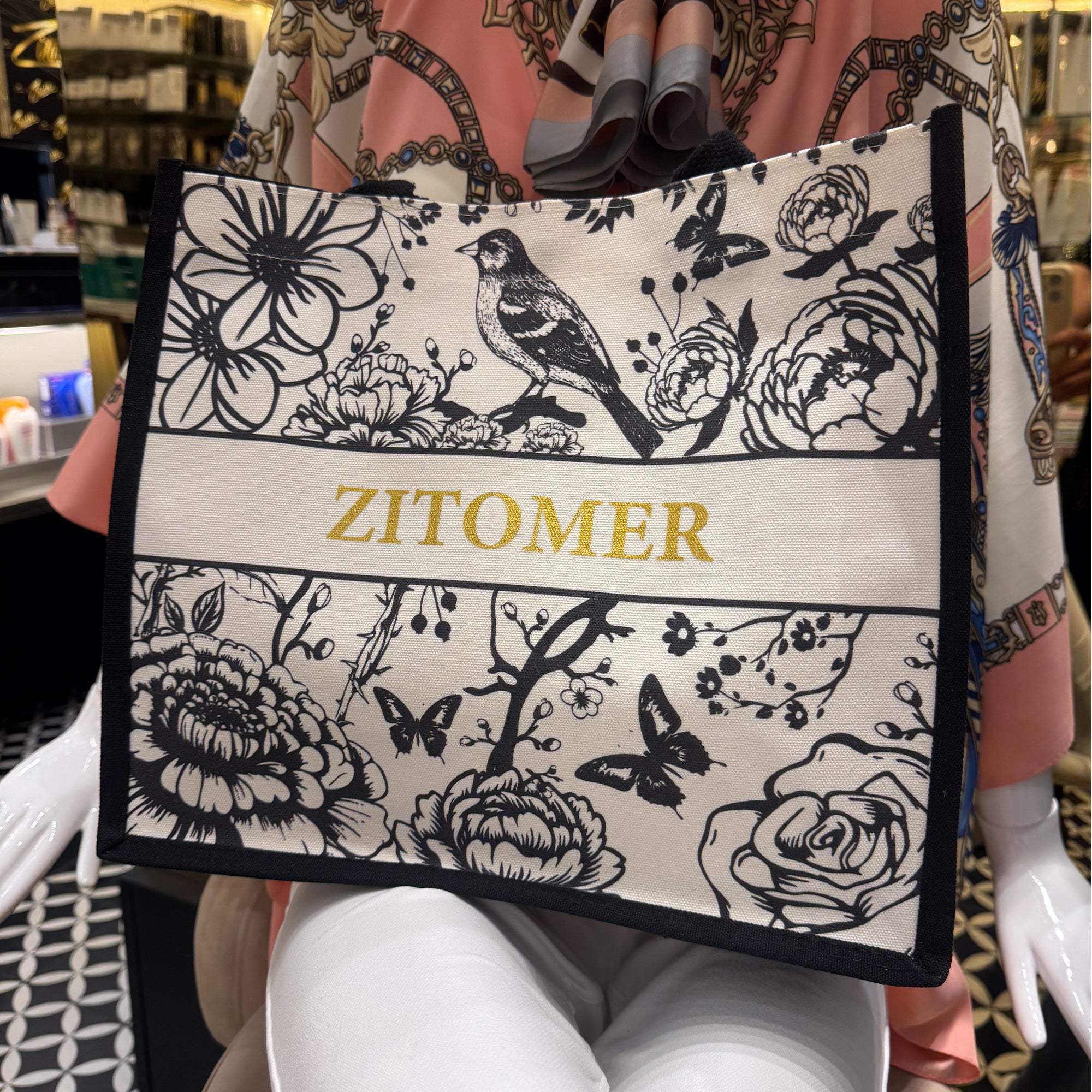 Zitomer Floral Canvas Tote Bag - Thumbnail 5