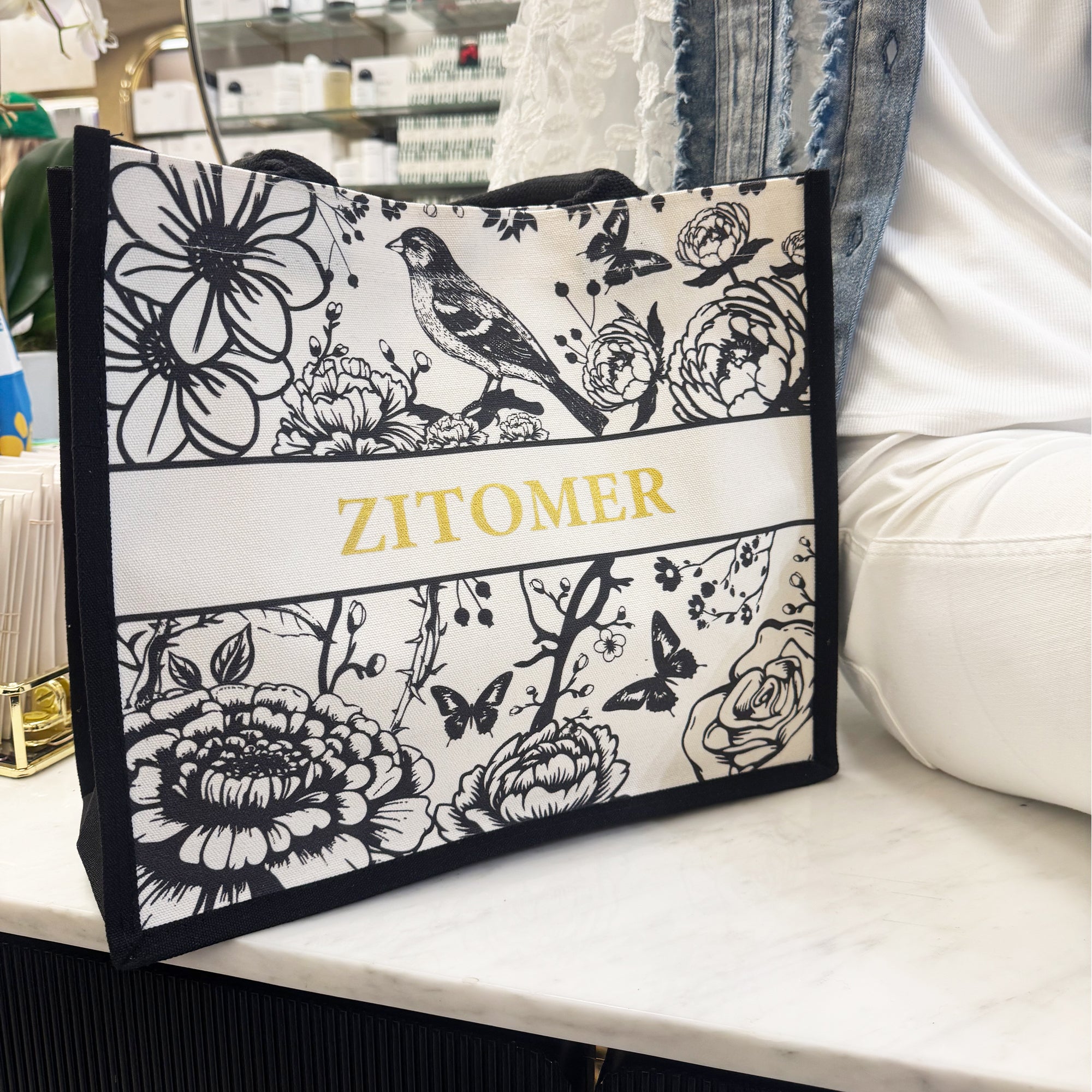 Zitomer Floral Canvas Tote Bag - Thumbnail 2
