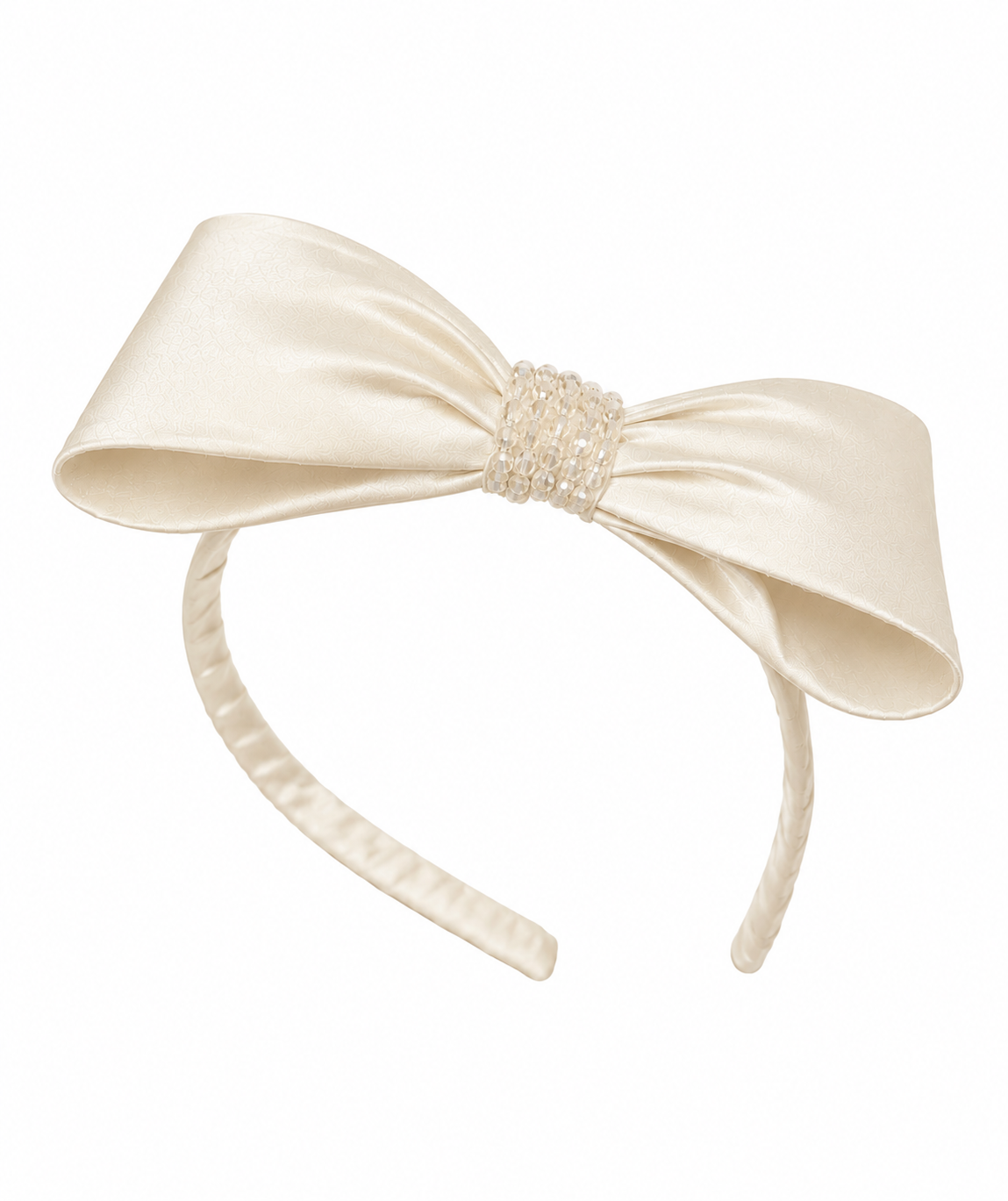 5 1/2" Silk Bow Headband with Crystals