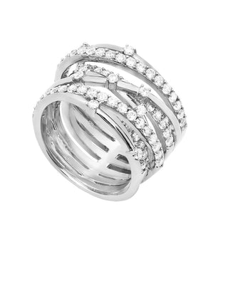CZ Ring of 6 Twisted Bands