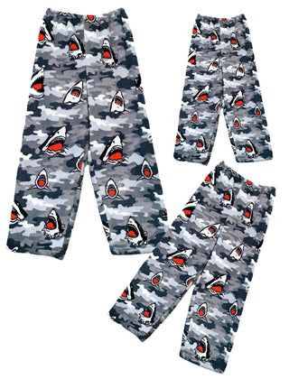Fuzzy Flurry Sharks Pajama Pants Grey