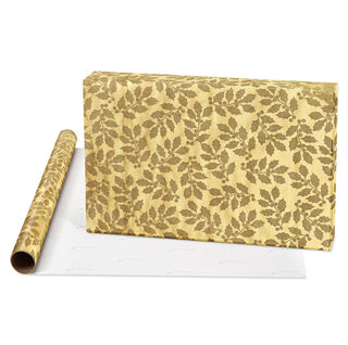 Gold Holly Wrapping Paper