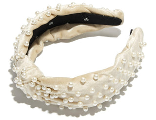 Ivory Velvet Pearl Headband