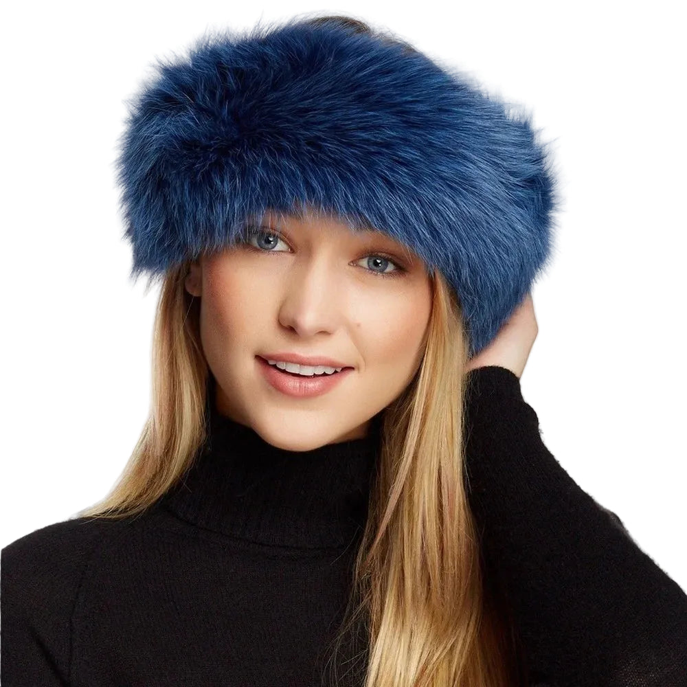 Fox Fur Headband Navy