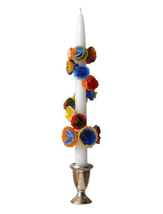 Multicolored Flower Taper Candle