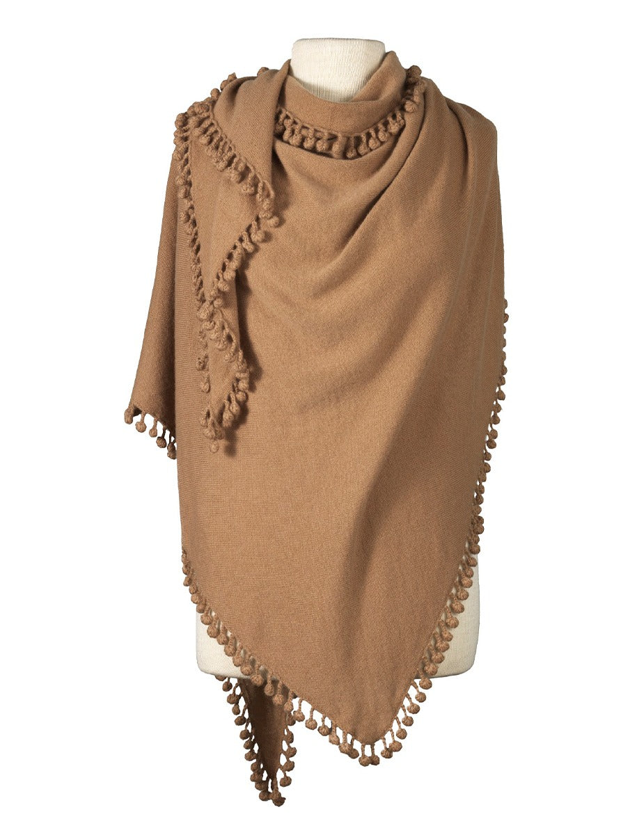 Captiva Cashmere Pom-Pom Triangle Wrap